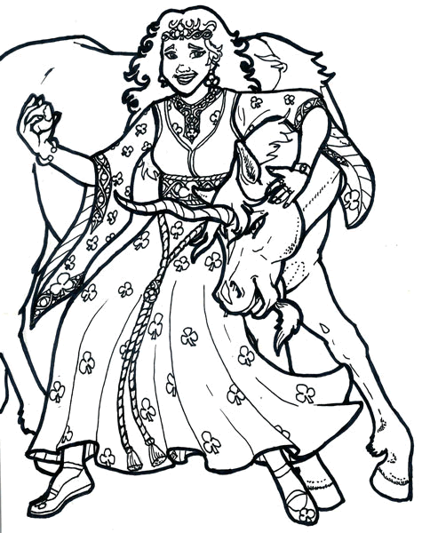 coloriage la jeune fille et la licorne